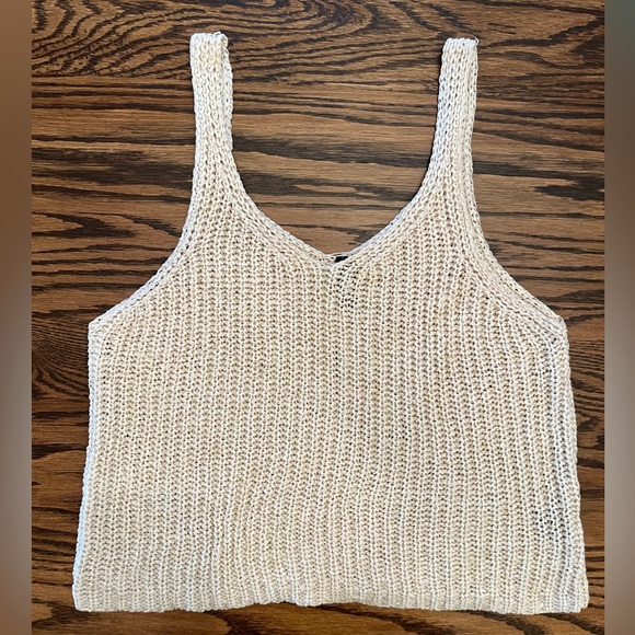 Moon & Madison Knit Sweater Tank in Oatmeal - Picture 2 of 5